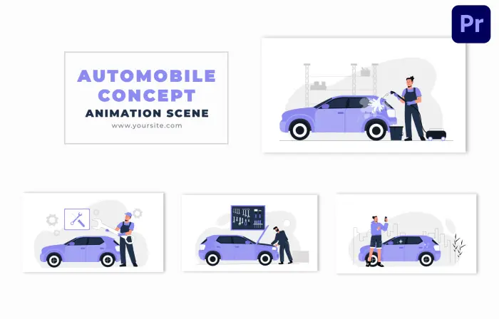 Automobile Repair Concept 2D Vector Animation Scene